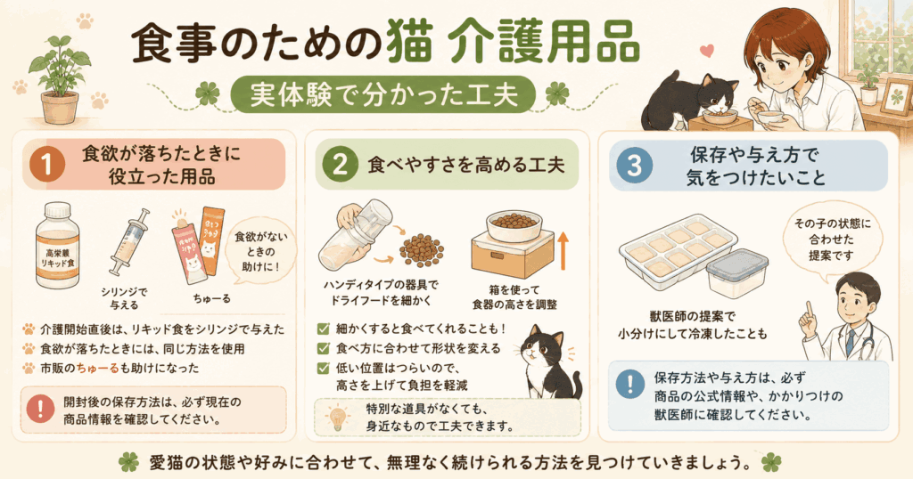 食事のための猫の介護用品と実体験で分かった工夫